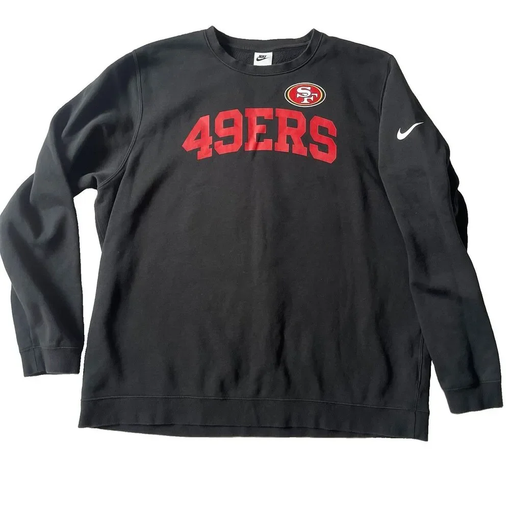 San Francisco 49ers Nike Sweatshirt Mens XXL 2XL Black Crewneck NFL Football EUC